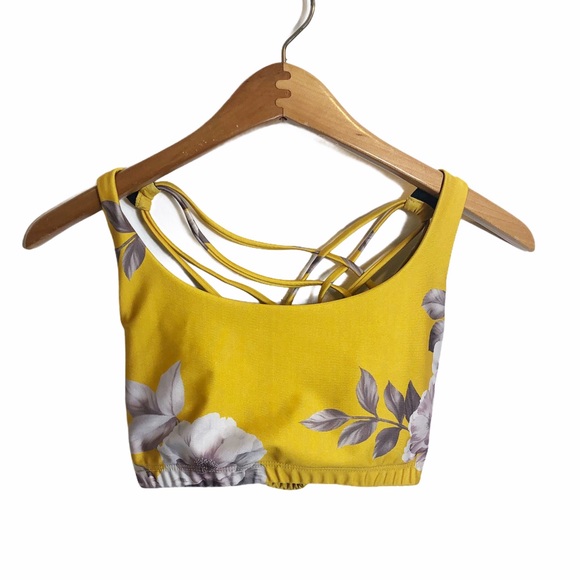 Onzie Other - Onzie Yellow Floral Crisscross Back Sports Bra S